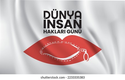 10 Aralık, Uluslararası Dünya İnsan Hakları Günü, özgürlük,hak, adalet günü. Translation: 10 December, International World Human Rights Day, freedom, right, justice day.