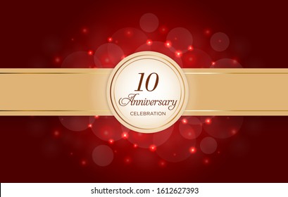 10 Anniversary celebration with luxury design on the red background