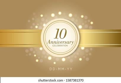 10 Anniversary celebration with ribbons and circles on a brown background.simple and luxury with classic design style. 