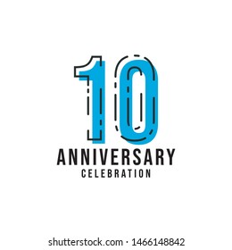 10 Anniversary Celebration Vector Illustration. Design for Banner, Advertising, Poster, Greeting Cards or Print