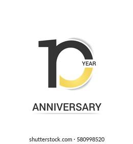 10 Anniversary  Logo Celebration, Black and Yellow Flat Design Isolated on White Background