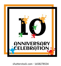 Plantilla vectorial de logotipo de 10 años. Diseño para banner, tarjetas de felicitación o impresión