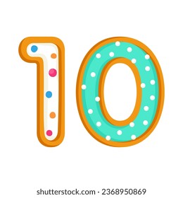 10 anniversary sweet cookies number vector illustration