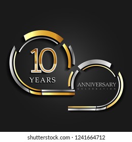 10 anniversary template design golden color with two rings that symbolize spirit and firmness