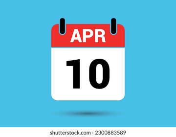 10 de abril Calendario Fecha Icono plano Día 10 Ilustración vectorial