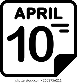 Calendario del 10 de abril Icono minimalista semisólido