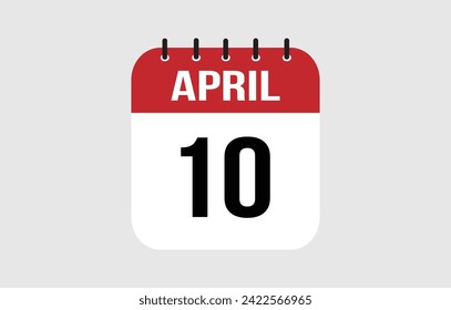 10. April-Kalender. April-Kalender-Vektorgrafik.