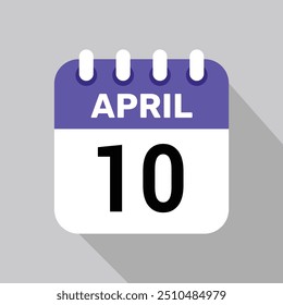 10 april calender icon text page monthly web design.