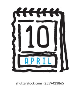 10 April date calendar - A simple yet elegant line art illustration of a date calendar captures the essence of organization and timekeeping. The clean lines and minimalistic design 
