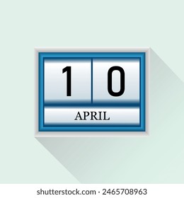 10 April flat daily calendar icon. Vector calendar template for the days of April