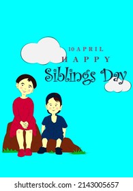 10 April happy siblings day illustration.