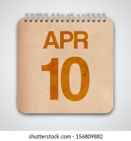 10 April on Old Notebook Vector 