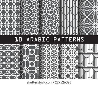 10 arabic patterns,  Pattern Swatches, vector, Endless texture can be used for wallpaper, pattern fills, web page,background,surface