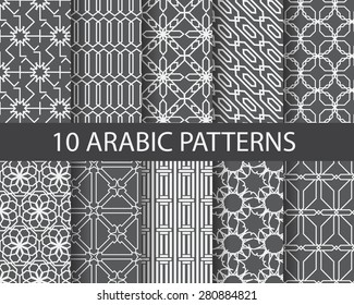 10 arabic patterns, Pattern Swatches, vector, Endless texture can be used for wallpaper, pattern fills, web page,background,surface