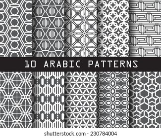 10 arabic seamless patterns,  Pattern Swatches, vector, Endless texture can be used for wallpaper, pattern fills, web page,background,surface