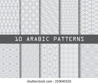 10 arabic seamless patterns,  Pattern Swatches, vector, Endless texture can be used for wallpaper, pattern fills, web page,background,surface