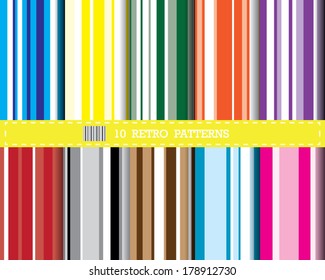 10 art different vector seamless patterns (tiling). full multi color. Endless texture can be used for printing onto fabric and paper or scrap booking. 