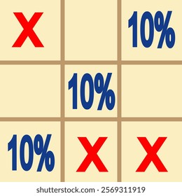 10% Attractive design to attract purchases with tic-tac-toe game