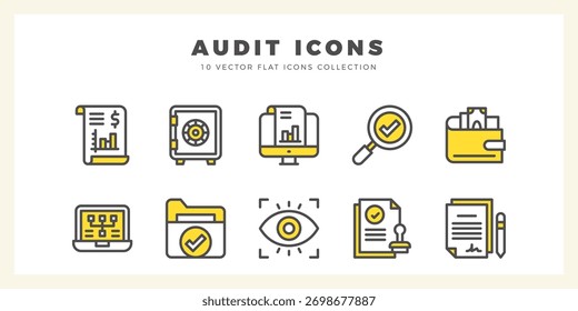 10 Auditoria ícone de duas cores pack. ilustração vetorial.
