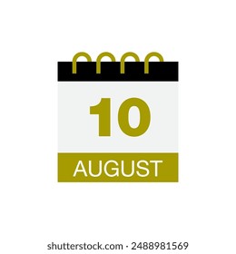 10 august calendar date icon vector eps