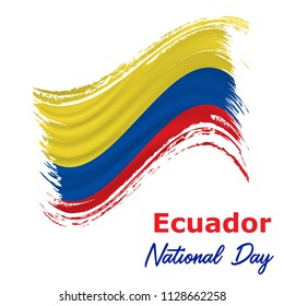 10 August, Ecuador Independence Day background in national flag color theme. Ecuador National Day. Celebration banner with waving flag. Vector illustration