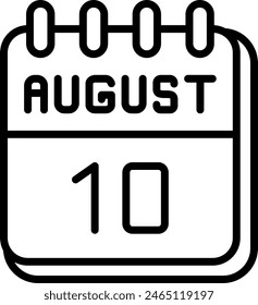 10 de agosto Diseño de iconos de línea de Vector
