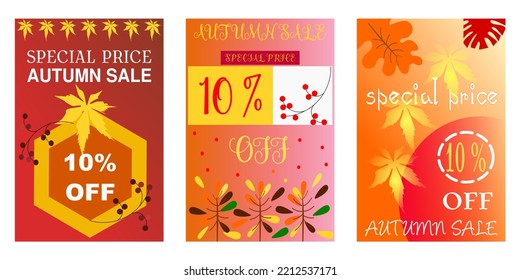 10% Autumn Sale Special Price for background, banner, template,sign with vector art illustration. 