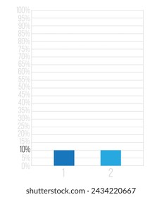 10% bars graph. Vetor finance, percentage and business concept. Column design with two sections blue