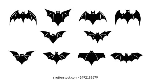 10 Bat Sillhouette Set Collection