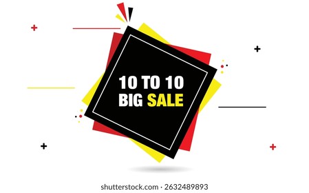 10 to 10 big sale editable vector illustration web banner template design black red gradient yellow shapes light gray business abstract background perfect for promotional marketing campaigns online ad