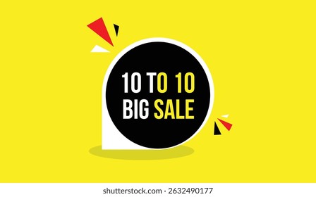 10 a 10 grande venda editável web banner vetor ilustração design com formas brancas pretas elementos vermelhos e fundo de negócios abstrato amarelo perfeito para campanhas promocionais e material de marketing