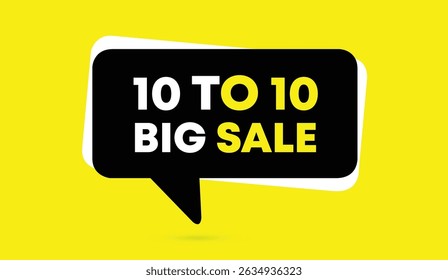 10 to 10 big sale editable web banner vector art illustration template design black white shapes yellow abstract business background perfect for promotions advertising marketing campaigns and online s