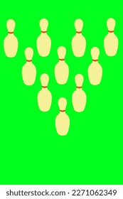 10 bowling pins on a green background
