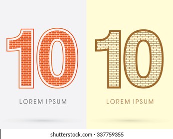 10, Brick, Construction font graphic design.