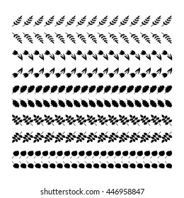 10 brushes with leaves and flowers