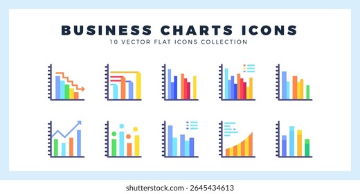 10 Business Chart and Diagram Flat icon pack. vector illustration.