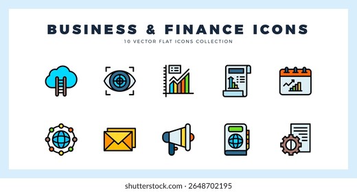 10 Business e Finanças Lineal Color ícones pack. ilustração vetorial.