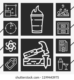 10 business  outline style icons about carpenter, b, tag, nuclear power, carpentry, cocktail, resume, cabinet, maximize