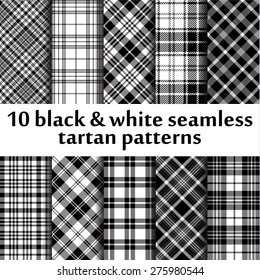 10 b&w seamless tartan patterns