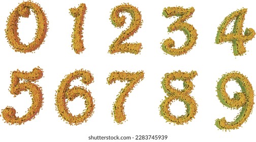 10 Cartoon Numbers on White Background
