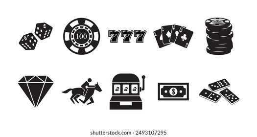 10 Casino Silhouette Vector Set