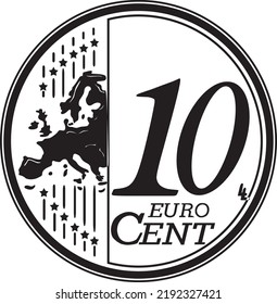 10 cent euro coin handmade design vector