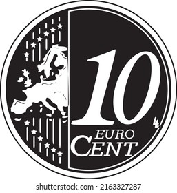 10 cent euro coin logo handmade silhouette