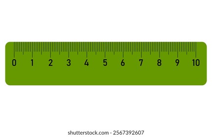 10 centimeters ruler measurement tool with numbers scale. realistic school measuring rulers in flat style