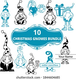 10 Christmas Gnomes Bundle is suitable for t-shirt, laser cutting, sublimation, hobby, cards, invitations, website or crafts projects. Perfect for magazine, news papers, posters, etc.