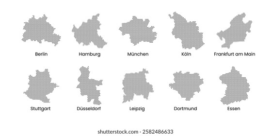 10 cities map of germany vector set