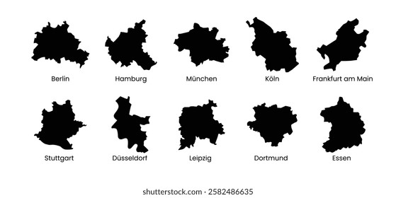 10 cities map of germany vector set