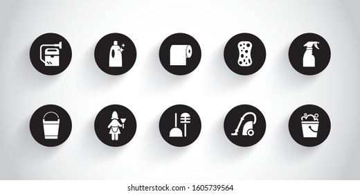 10 cleaning black icons set.