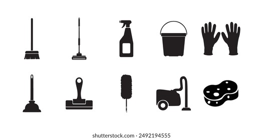 10 Cleaning Tools Vector Set