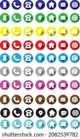 10 color Contact information Icon in Vector Format , 70 icons